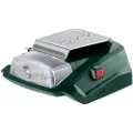 Metabo PA 14.4-18 LED-USB Batteri poweradapter 18V; Kartong; med 12 V-tilkobling og LED-lys