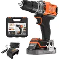 Black & Decker BCD383D1XK-QW, Boremaskin med pistolgrep, Oransje, 1,3 cm, Batteri, 2 Ah, 18 V