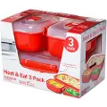 Sistema Heat & Eat 3 Pack, Sett, Rød, Polypropylen (PP), Gjennomsiktig, New Zealand, 141 mm
