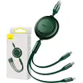 Baseus Bright Mirror 2, USB 3-i-1-kabel for mikro-USB/USB-C/Lightning 3,5A 1,1 m (grønn)