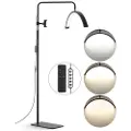 Vevor Halvmånelys for hudpleier, 23 tommers dimbar LED-gulvlampe Vippelys for vippeextensions, buet vippelampe med telefonholder, fjernkontroll, for skjønnhet, hudpleie, øyenbryn, tatovering