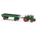 Busch 54102 H0 Landbrug model Deutz F1M 414 med en landbrugsanhænger