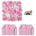 Vevor 3D-blomsterveggpanel, 12 stk. 15 x 15 tommer, kunstig blomsterveggbakgrunnsnettmatte, sømløs design og enkel installasjon for bryllup, valentinsdag, hjem, babyfest, bakgrunnsdekor, rosa