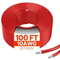 Vevor 30,48 m/100 fot forlengelseskabel for solcellepanel, 6 mm²/10 AWG forlengelseskabel for solcellepaneler, 6 mm² IP67 vanntett PV-kabel for solcellepaneler til hjem, skip og bobiler, rød