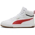 Puma Caven 2.0 Mid Sneakers, Shoes, White/Red Fire/Gum, 38