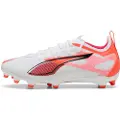 Puma ULTRA 5 PRO FG/AG Football Boots Youth, Shoes, White/Black/Glowing Red, 32.5