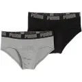 Puma Briefs (2-Pack) Men, Clothing, Middle Grey Melange/Black, 2