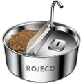 Rojeco Rustfritt Stål 2-i-1 Drikkefontene Og Mater For Kjæledyr 3.2l
