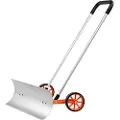 Vevor snøskuffe med hjul, 30 tommers snøskuffe for innkjørsel, snøskuffe i metall for snørydding, kraftig snøskuffe med bredt blad og U-formet håndtak i aluminiumslegering