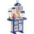 Vevor Kids Kitchen Playset, Småbarnskjøkken med Komfyr med damp, lyder og lys, Lekekjøkkensett med 48 deler matlagingsutstyr for småbarn, førskolebarn, barn i alderen 3-5, Blå