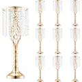 Vevor 10 stk. 55 cm/21,65 tommer høy krystallblomsterstativ til bryllup, vase til midtpunkt i metall, gullfargede blomsterholdere til blomsterutstilling, til bord, bryllupsmiddag, seremoni, bursdagsar
