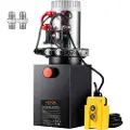 Vevor hydraulisk pumpe, 6 liters hydraulisk kraftenhet, dobbeltvirkende tipphengerpumpe, 0,91 GPM strømningshastighet, 3200 PSI maks. avlastningstrykk, DC 12V hydraulisk pumpe for tipphengerløfting av