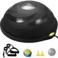 Vevor Halv treningsballtrener, 26 tommers balanseballtrener, 1500lbs kapasitet stabilitetsball, yogaball med motstandsbånd og fotpumpe, styrketreningsball for hjemmegym fullkroppstrening svart