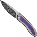We Knife Winsome Damasteel, Polished Bead Blast Ti/Timascus