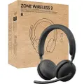 Logitech Zone Wireless 2 - Hodesett - on-ear - Bluetooth - trådløs - aktiv støydemping - USB-C via Bluetooth-adapter - grafitt - Certified for Microsoft Teams