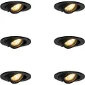 QAZQA Sett med 6 moderne, vippbare, svarte downlights - Club