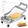 Vevor osteskjærer med tråd, 0,39" og 0,78" ostesmørblad, avtakbar osteskjærertråd, kommersiell osteskjærer i aluminiumslegering med knivtråd i 316 rustfritt stål, kjøkkenmatlaging