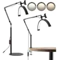 Vevor Halvmånelys for hudpleier, 2-i-1 LED-gulv- og skrivebordslampe Vippelys for vippeextensions, Buet vippelampe med telefonholder, fjernkontroll, for skjønnhet, hudpleie, øyenbryn, tatovering