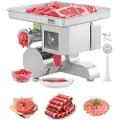 Vevor kjøttkvern, 11 lbs/min elektrisk kjøttkvern, skiver, pølsefyller med blad, kvernplate, pølsemaskin, kommersiell kjøttkvern i rustfritt stål for skivestrimling, restaurantslakter