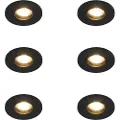 QAZQA Sett med 6 moderne innfelte spotlights for bad, svart - Shed