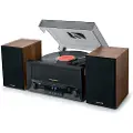 Muse MT-120 MB, Hjemmelydanlegg (midi), Manuell, Sort, Gjennomsiktig, Tre, 33,45,78 RPM, 45 RPM, FM