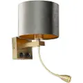QAZQA Wandlamp brons met velours kap groen 18cm - Brescia