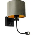 QAZQA Vegglampe sort med grønn fløyels skjerm 18 cm - Brescia
