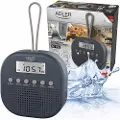 Adler Vanntett FM-radio med klokke og kompakt design