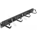 DeLOCK Cable Management Brush Strip with 4 hooks - Styringspanel for rackkabler med børste - svart - 1U - 19