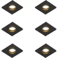 QAZQA Sett med 6 moderne innfelte spotlights for bad, svart - Doku