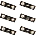 QAZQA Sett med 6 innfelte spotter svart GU10 AR70 Trimless 3-lys - Oneon