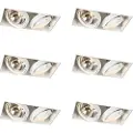 QAZQA Sett med 6 innfelte spotter hvit justerbar AR111 Trimless 2-lys - Oneon