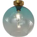 QAZQA Art Deco taklampe messing med blått glass - Sandra