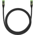 Baseus Braided network cable cat.8 Ethernet RJ45 40Gbps 1m (black) - Svart - 1 meter