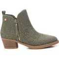 Xti for woman. 14388604-KAKI Leather ankle boots 143886 green (39), 3 to 5 cm, 5 to 8 cm, Zip, Casual