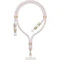 Dudao 4-i-1 USB-kabel og nøkkelbånd med USB, USB-C og Lightning PD QC 65W 1,5 m - rosa
