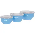 Kerbl Skålsett i rustfritt stål med lokk, blå - 550 ml / 900 ml / 1200 ml