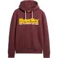 Superdry for man. M2013020A Hooded sweatshirt with 70s Retro Font burgundy logo (S), Casual, Sport, Cotton, Polyester