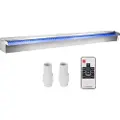 Vevor Vannfallsutløp for svømmebasseng 151x11,5x8 cm fossfontene i rustfritt stål med fargerik LED-stripe, slangekobling, fjernkontroll, korrosjonsbestandig for dam, utendørs hage
