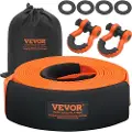 Vevor kraftig slepestroppsett 3" x 30 fot (MBS-36 000 lbs) trebeskyttervinsjstropp, trippelforsterket løkke og beskyttelseshylser og oppbevaringspose, 3/4" D-ringsjakler, for lastebil, jeep, SUV, ATV