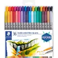 Staedtler Fiberpenn STAEDTLER 3200 duo, dobbel spiss - med 36 stk. assorterte farger
