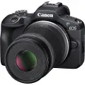 Canon EOS R100 - Digitalkamera - speilløst - 24.1 MP - APS-C - 4K / 29.97 fps - 2.5optisk x-zoom RF-S 18-45 mm F4.5-6.3 IS STM-objektiv, 55-210 mm F5.0-7.1 IS STM-objektiv - Wi-Fi, Bluetooth - svart