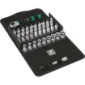 Wera 8100 SA All-in, Pipenøkkelsett, 42 stykker, Sort, Kromfarget, Grønn, Skrallehåndtak, 1 stykker, 1/4
