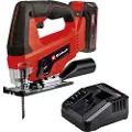 Einhell TC-JS 18/70 Li, Toppgrep, Sort, Rød, 45°, Laminat, Plast, Stål, Tre, Børstet, 2700 spm
