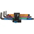 Wera l-key set blacklaser hex-plus 950/9 multicolour hf 1 w/holding function 9pcs 1.5x90-10x224mm