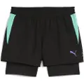 Puma INDIVIDUAL 2-in-1 Padel Shorts Women, Clothing, Black/Purple Glimmer/Aquatic, XS