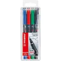 Stabilo OHP pennesett med 4 farger - ekstra fin 0,4 mm - permanent - egnet for glatte overflater