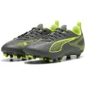 Puma ULTRA 5 PLAY FG/AG Football Boots Youth, Shoes, Matte Aged Silver/Yellow Alert/Aged Silver, 31