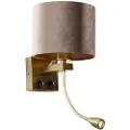 QAZQA Vekkslampe bronse med taupe fløyelskjerm 18 cm - Brescia Combi
