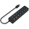 Gembird - Hub - with switches, black - 7 x USB 3.1 Gen 1 - stasjonær